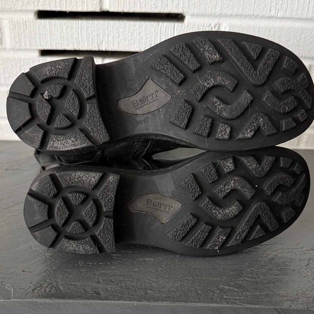 Born Black Leather Combat Boots with Buckles - Picture 4 of 5